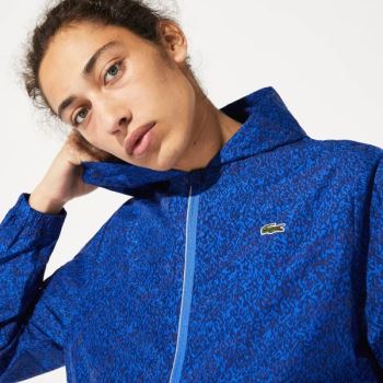 Lacoste SPORT Hooded Print Zip Jacket - Bunda Pánské Tmavě Blankyt Blankyt / Blankyt | CZ-1mT3Vv